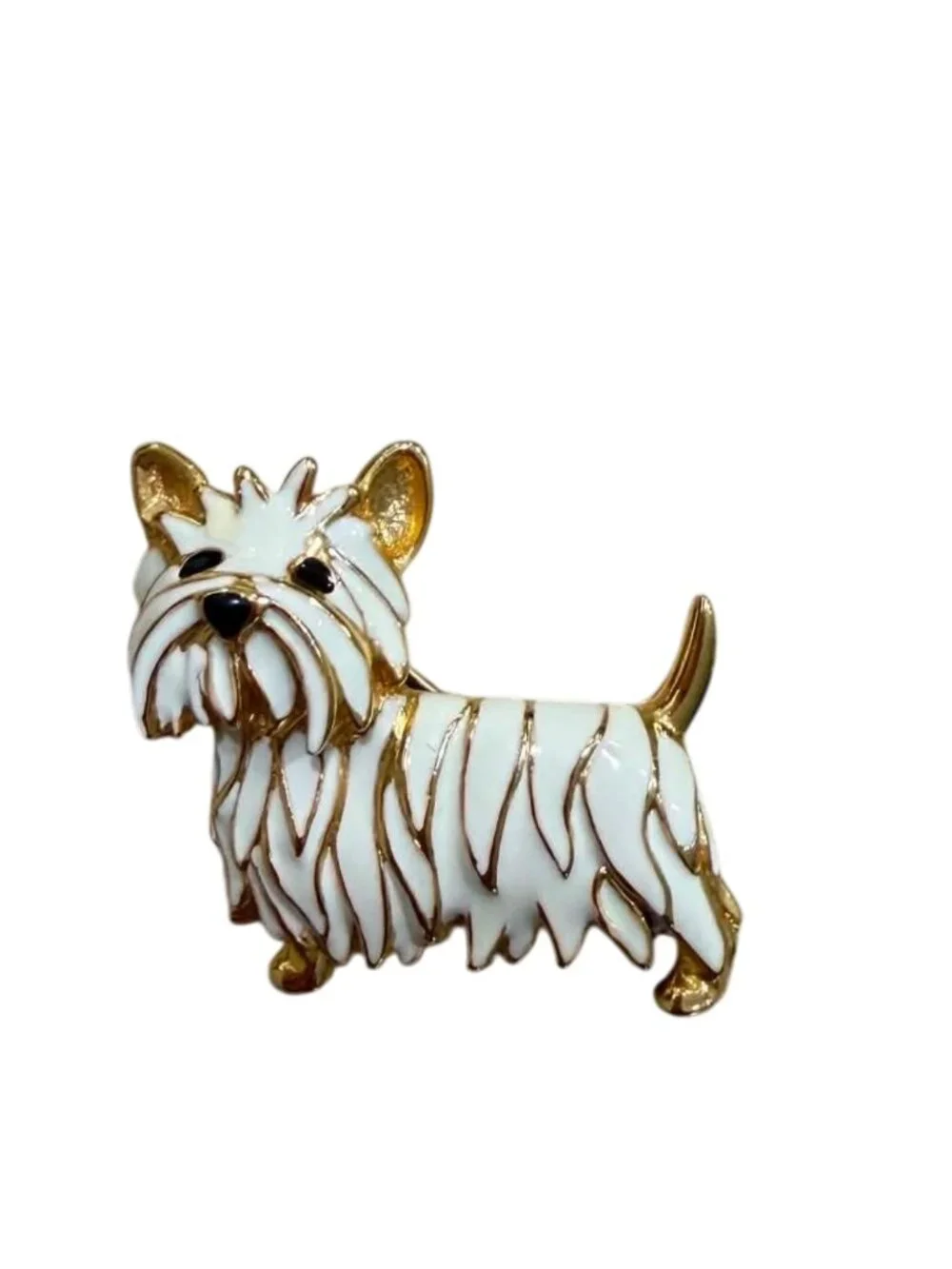 Vintage Scotty/Westie Dog Enameled 1960's Brooch; Solid casting